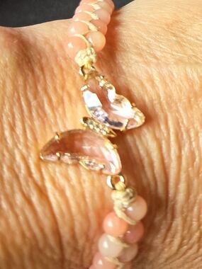 Park Lane Pink Quartz Butterfly Beaded Bracelet